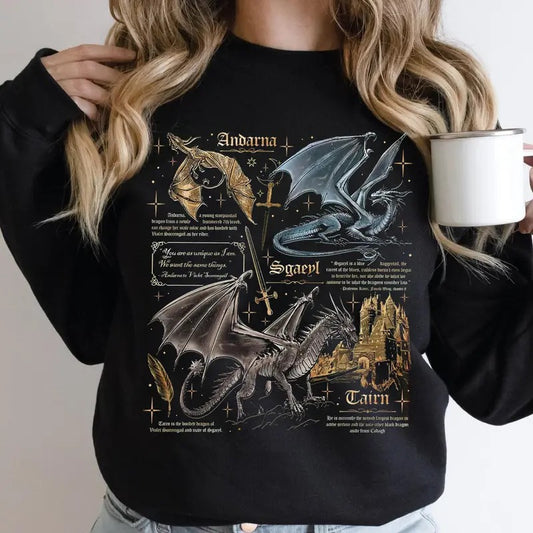 Fourth Wing Dragon Shirt, Tairn & Andarna Shirt, Basgiath War College Sweatshirt, Dragon Rider Shirt, Bookish Gift for...