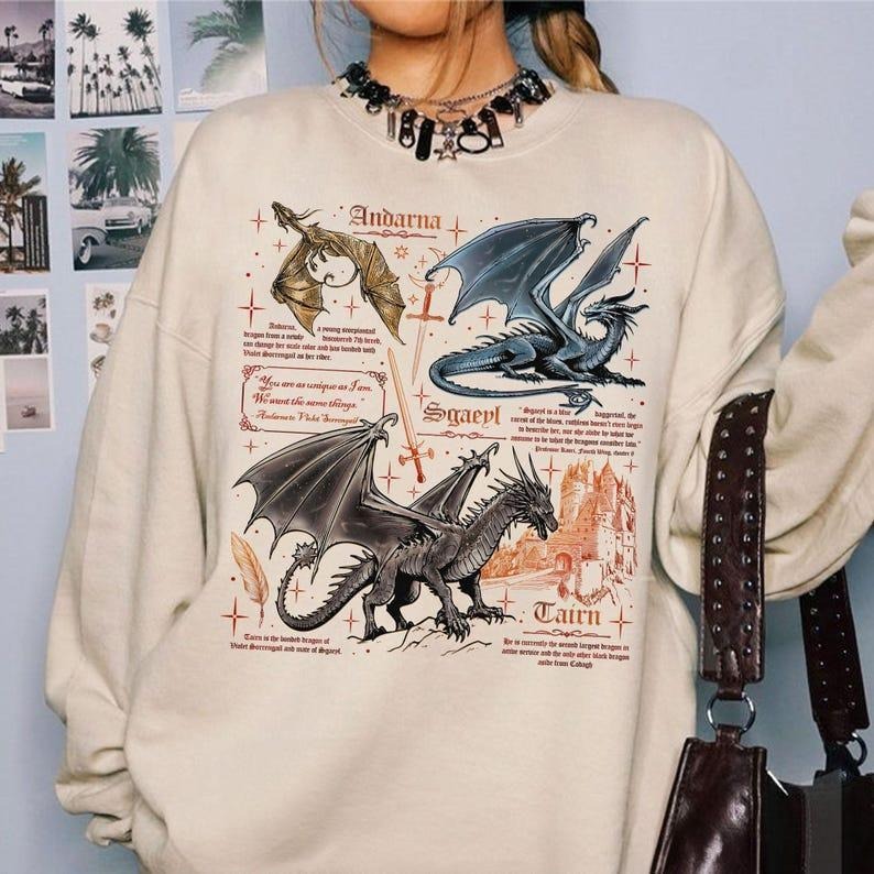 Fourth Wing Dragon Sweatshirt, Tairn & Andarna Dragon TShirt, Basgiath War College Tee, Dragon Rider Sweatshirt, Bookish...