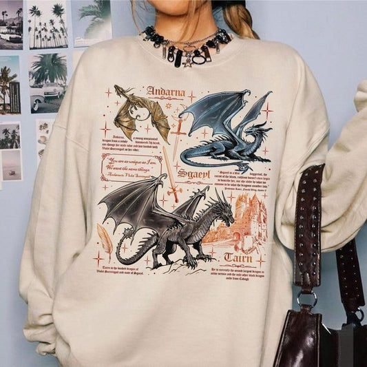Fourth Wing Dragon Sweatshirt, Tairn & Andarna Dragon TShirt, Basgiath War College Tee, Dragon Rider Sweatshirt, Bookish...