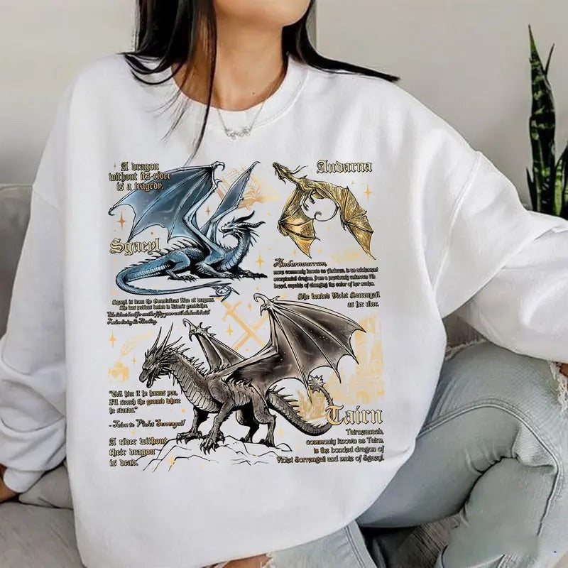 Fourth Wing Dragon Sweatshirt, Tairn Andarna Sgaeyl Dragon Shirt, Dragon Rider Hoodie, Basgiath War College, Bookish Gift...