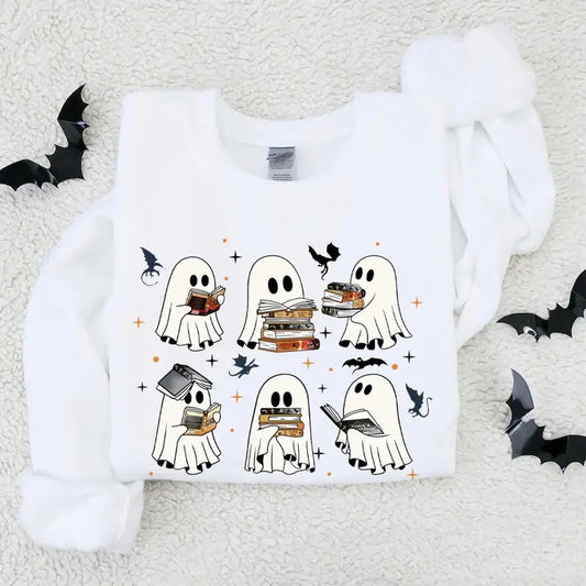 Fourth Wing Ghost Halloween Sweatshirt, Basgiath War College Ghost Reading T-Shirt, Fourth Wing Halloween Sweatshirt,...
