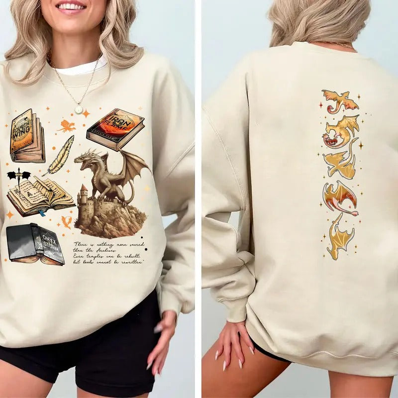 Fourth Wing Series 2 Sides Sweatshirt, Basgiath War Shirt, Onyx Storm Sweatshirt, Fantasy Reader Shirt, Bookish Hoodie,...