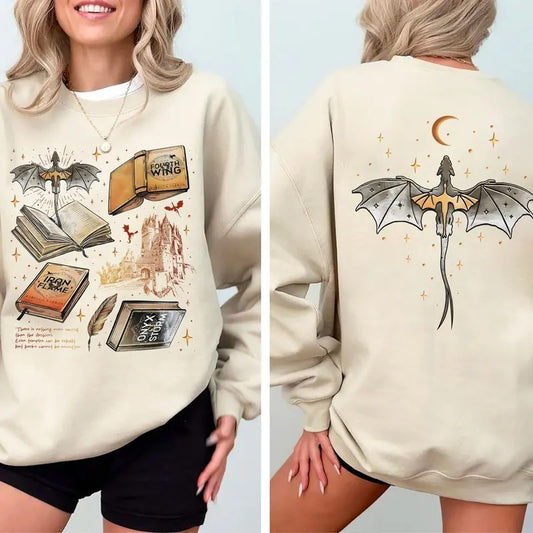 Fourth Wing Series 2 Sides Sweatshirt, Basgiath War Shirt, Onyx Storm Sweatshirt, Fantasy Reader Tee I Will Save Him,...