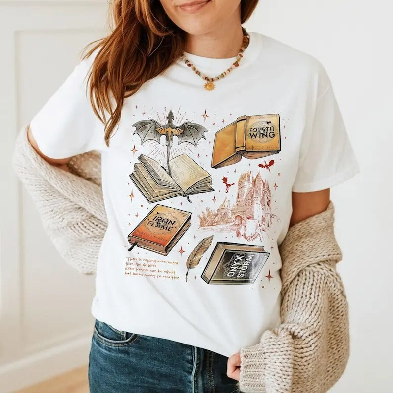 Fourth Wing Series Sweatshirt For Fans, War College T-Shirt, Dragon Rider Hoodie, Book Merch Giftl, Fantasy Book Shirt...