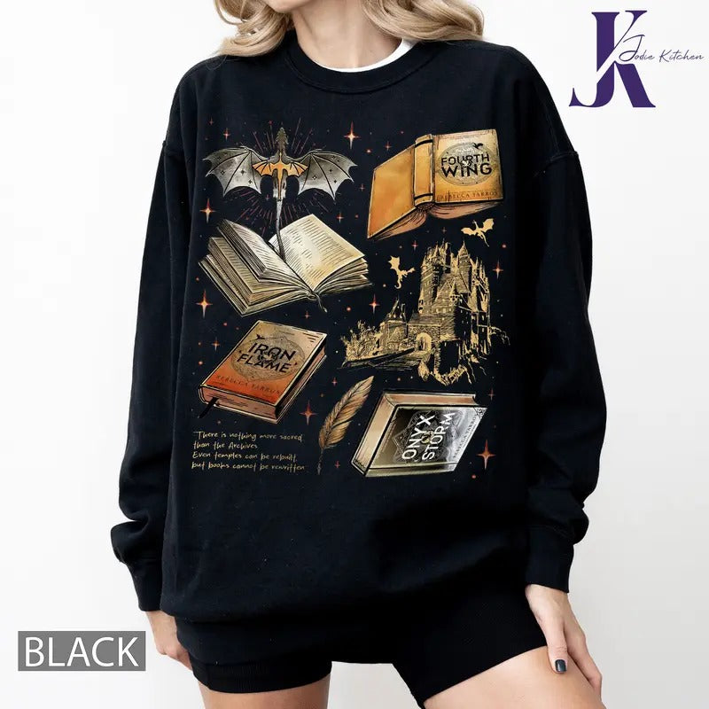 Fourth Wing Series Sweatshirt For Fans, War College T-Shirt, Dragon Rider Swatshirt, Book Merch Gift Hoodie | WearSparks.com