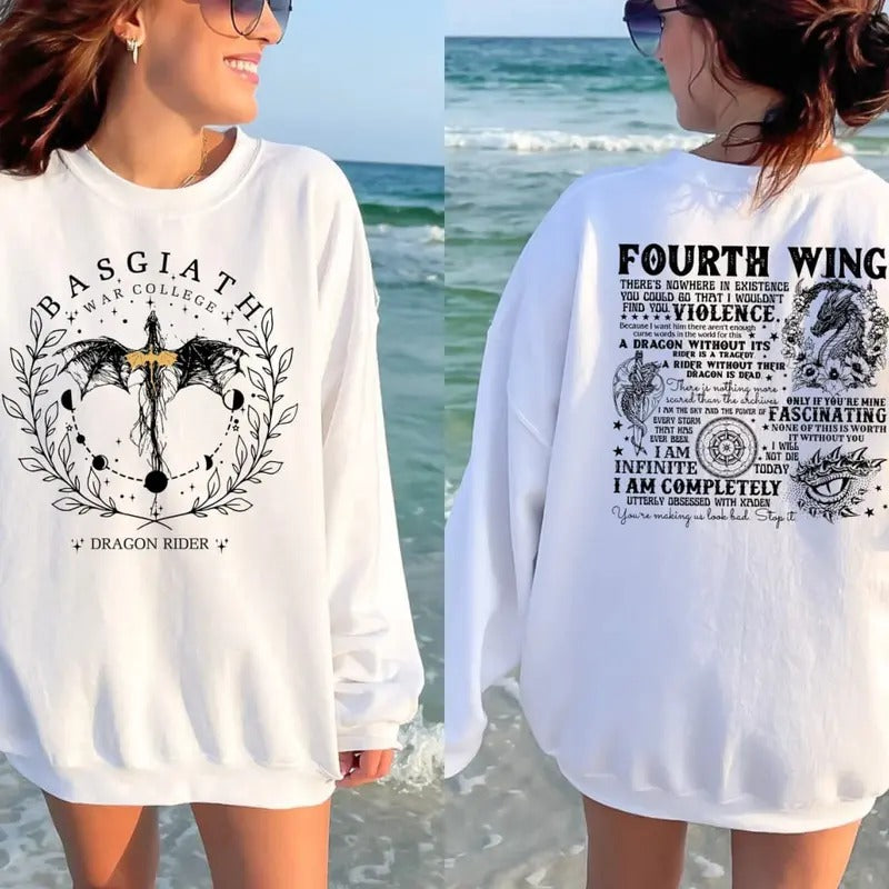 Fourth Wing Sweater, Basgiath War College T-Shirt, Dragon Rider Sweatshirt, The Empyrean Series Shirt, Violet Sorrengail...