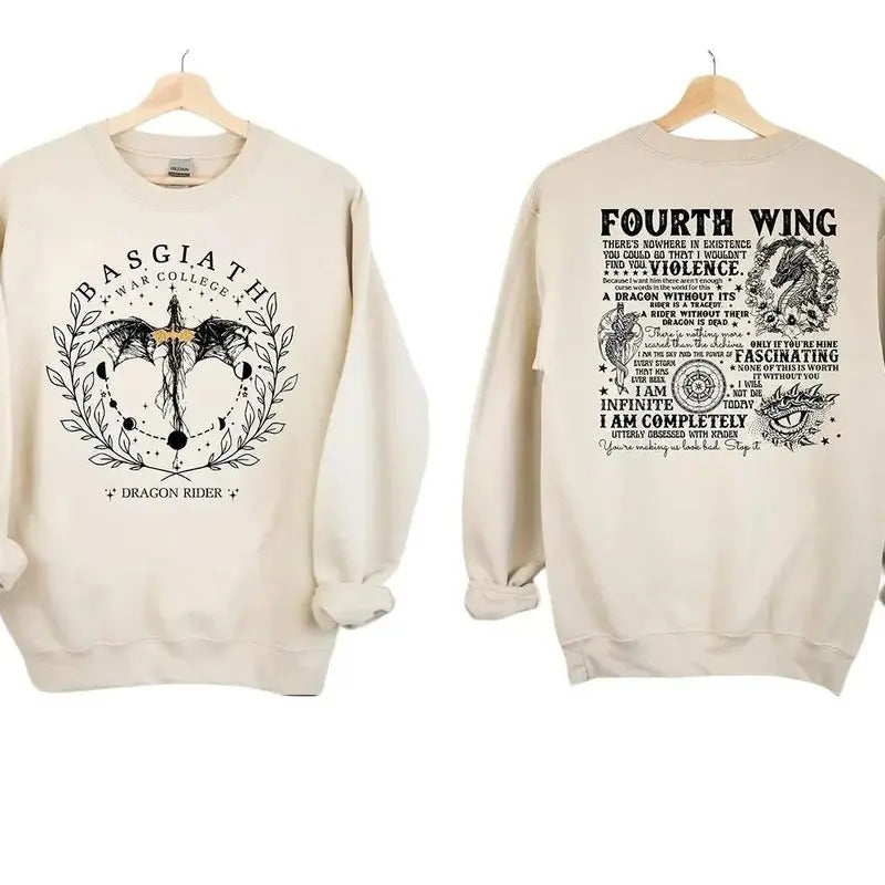 Fourth Wing Sweatshirt, Dragon Rider Sweatshirt, Basgiath War College Shirt, The Empyrean Series, Violet Sorrengail...