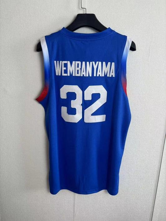 France #32 Victor Wembanyama 202432 # Blue Jersey Style 1