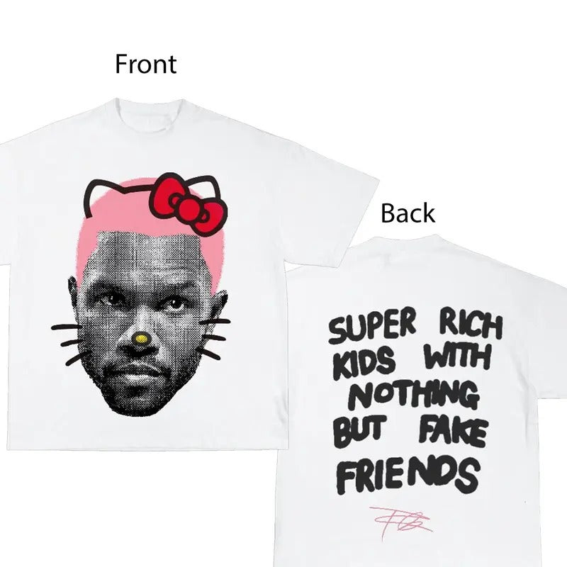 Frank Kitty  Hair (PINK) Cute Graphic Tee Cotton Fabric Menswear Top Hoodie, Sweatshirt | WearSparks.com