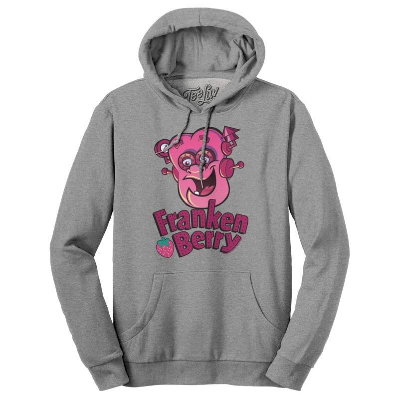 Franken Berry Monster Cereal Mascot Hooded Sweatshirt - Oxford Gray T-Shirts, Hoodie | WearSparks.com