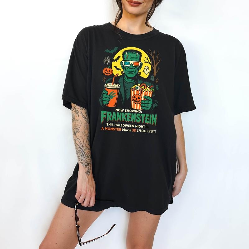 Frankenstein 3-D - T-Shirt, Unisex T-Shirt, Funny Tee, Comfortable Shirt, Halloween Theme Hoodie, Sweatshirt | WearSparks.com