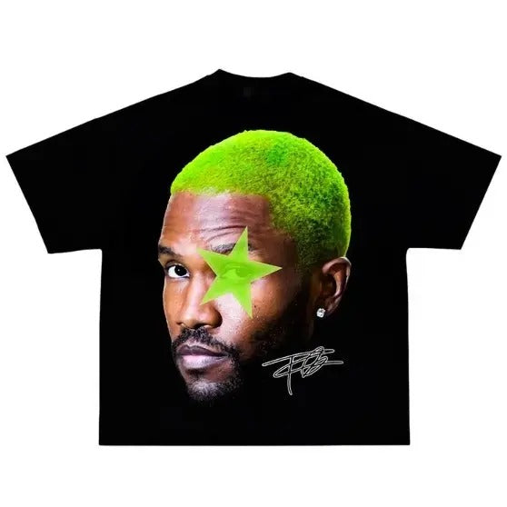 Frankkkk Greerrrn Star Face Tee - A Stellar Addition to Your Wardrobe - Classic Cotton Fabric Menswear