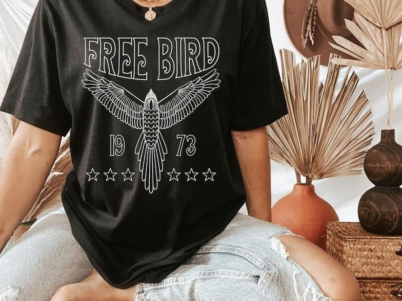 Free Bird 1973 Shirt, Skynard Free Bird Tee, Concert Tshirt, Rock Tshirt Hoodie, Sweatshirt | WearSparks.com