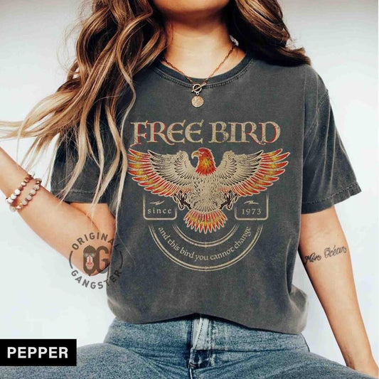 Free Bird Shirt, Band TShirt, Old School Band T-shirt, Retro Music Shirt, Rock Band Tee, Oversized Trendy Shirts Hoodie,...