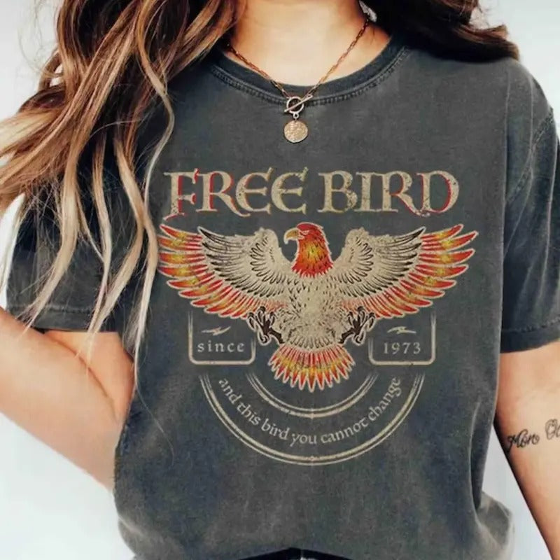 Free Bird Shirt, Old School Band T-shirt, Retro Music Shirt, Rock Band Tee, Oversized Trendy Shirts Hoodie, Sweatshirt
