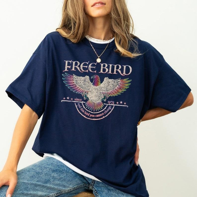 Free Bird Tee, Old School Band T-shirt, Music Shirt, Rock Band Tee, Oversized Trendy Shirts Hoodie, Sweatshirt