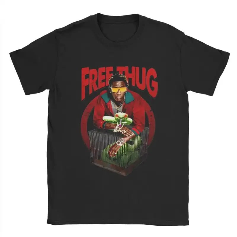 Free Thug Graphic T-Shirt, Thug Rapper Tee, Hip Hop Merch, Cotton T-Shirt, Crew Neck T-Shirt, Gift for Him, Gift for Her,...