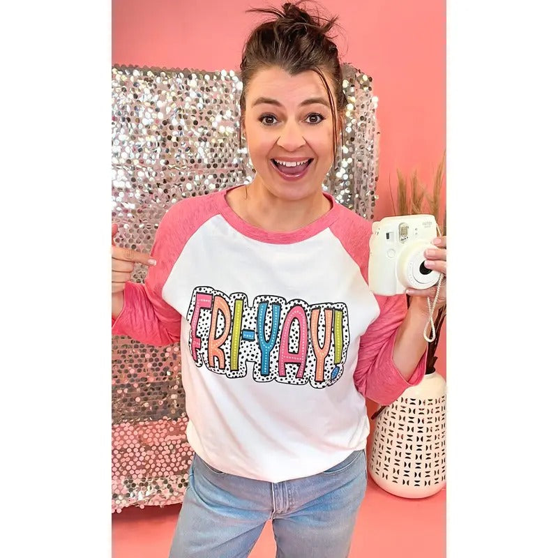 Fri-Yay Adult Graphic Natural-Red Raglan T-Shirts, Hoodie, Sweatshirt | WearSparks.com