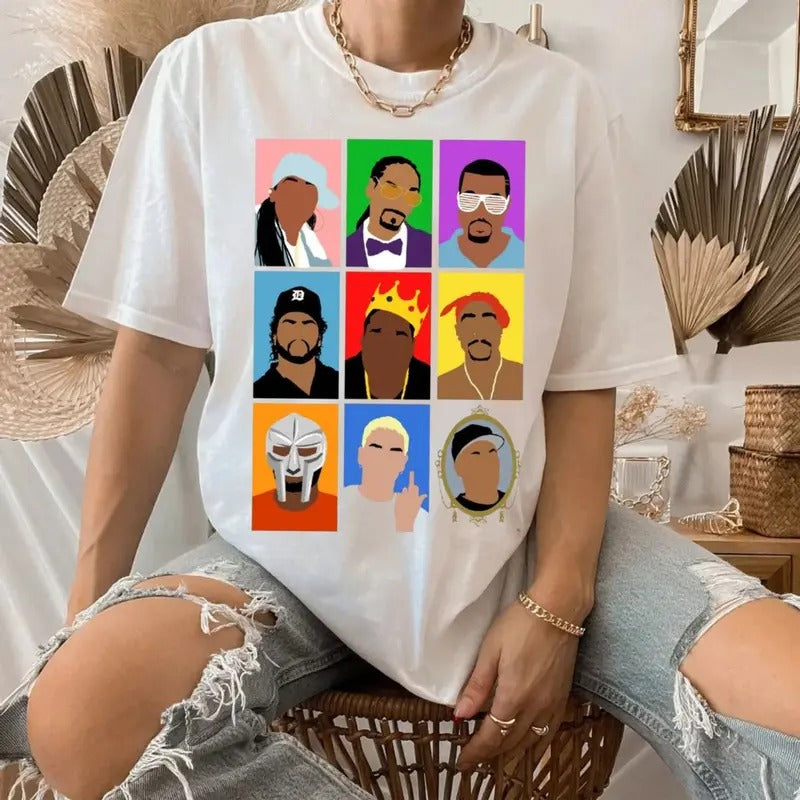 Friends Rapper T Shirt, Hip Hop Legend And Pioneers Tee, East Coast West Coast Hip Hop, Unisex Short Sleeve Tee Hoodie,...