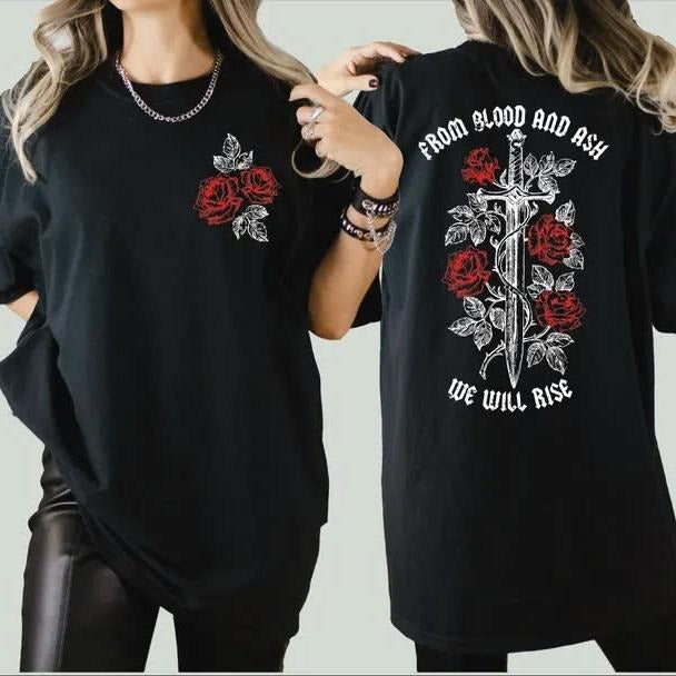From Blood and Ash We Will Rise Comfort Colors Shirt, Book Lover Gift Hoodie, Sweatshirt | WearSparks.com