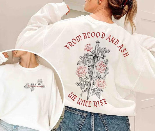 From Blood and Ash We Will Rise Sweatshirt, Jennifer L Poppy Hawke Prince Casteel Hoodie, iss willa colyns book club...