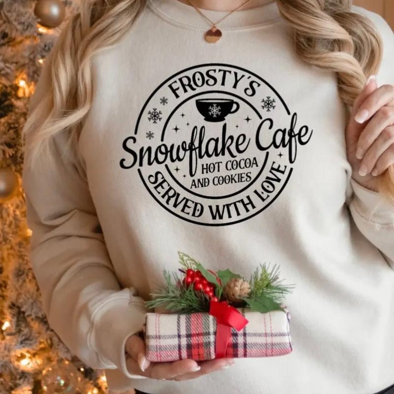 Frostys Snowflake Cafe Crewneck Sweatshirt T-Shirts, Hoodie | WearSparks.com