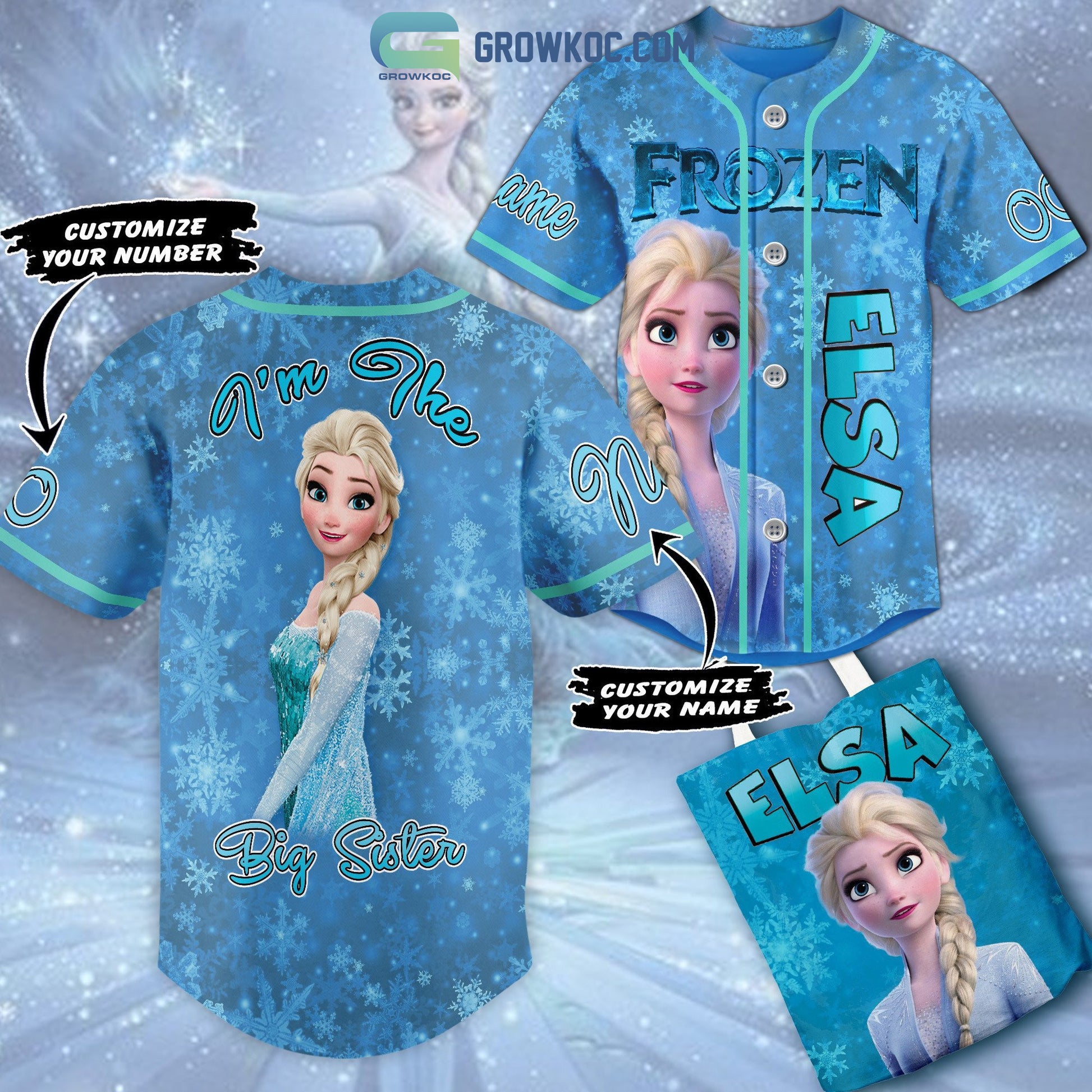 Frozen Elsa I’m The Big Sister Personalized Baseball Jersey