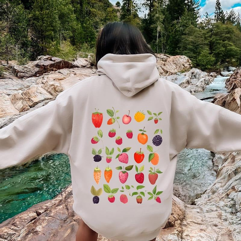 Fruity Delight, Colorful Berries Illustrated Hoodie T-Shirts, Sweatshirt | WearSparks.com