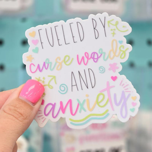 Fueled By Curse Words and Anxiety Sticker T-Shirts, Hoodie, Sweatshirt | WearSparks.com
