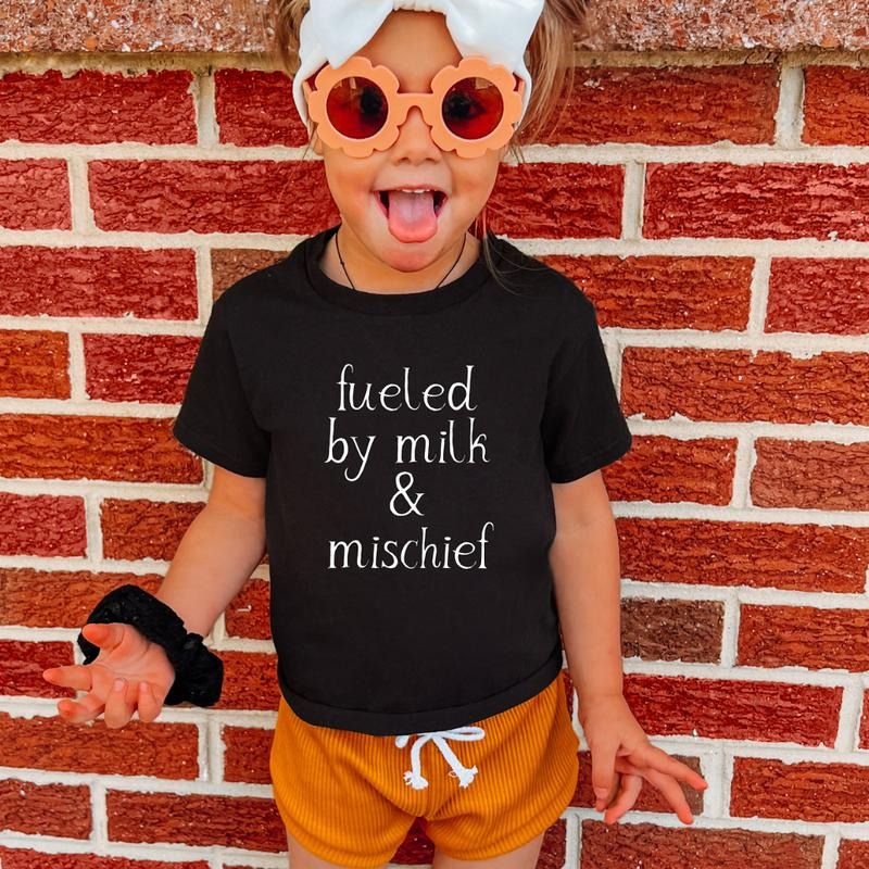 Fueled By Milk & Mischief, Toddler T-Shirts & Baby Bodysuits, Graphic Infant Clothes, Cute Baby Shower Gift, Trendy Kids...
