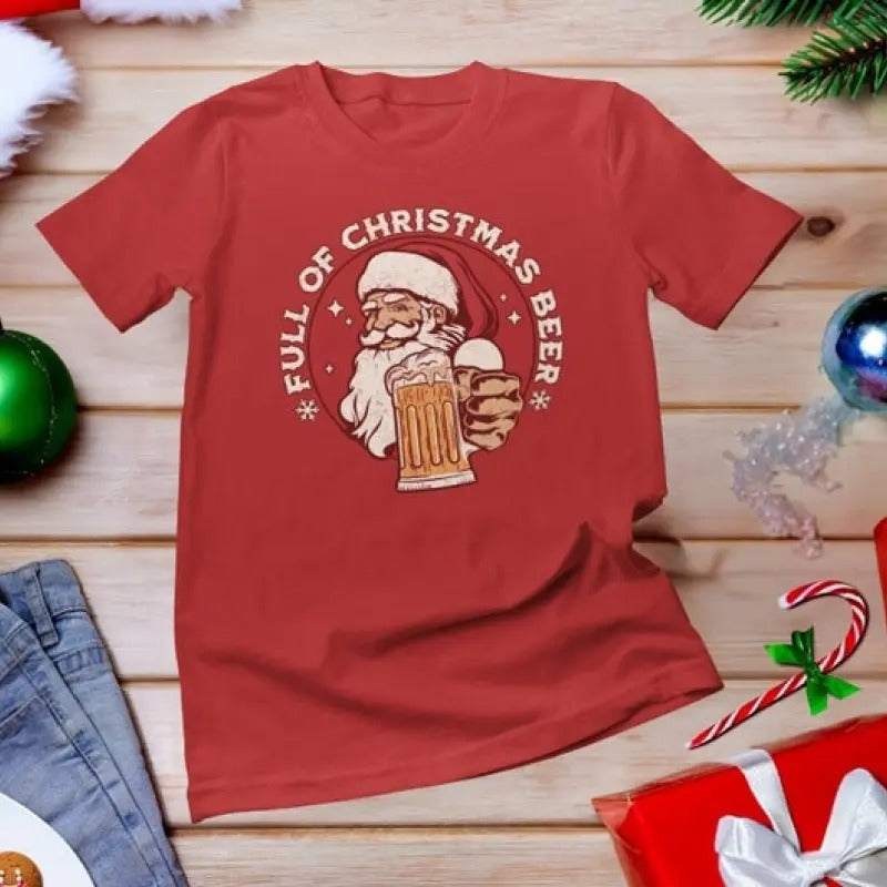 Full Of Christmas Beer Shirt, Christmas Drinking Shirt, Merry And Drunk Shirt, Day Drinking Shirt, Christmas Party Shirt,...