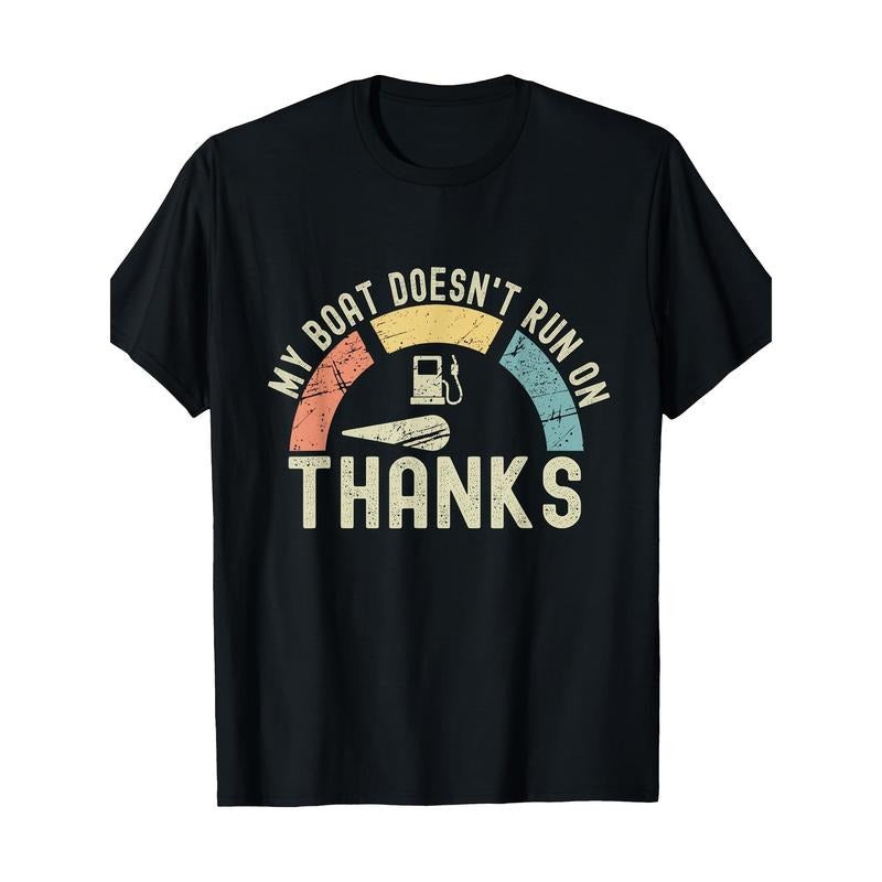 Fun Boating Graphic Tee for Men - 100% Cotton, Short Sleeve, Crew Neck T-Shirt with Geometric Design