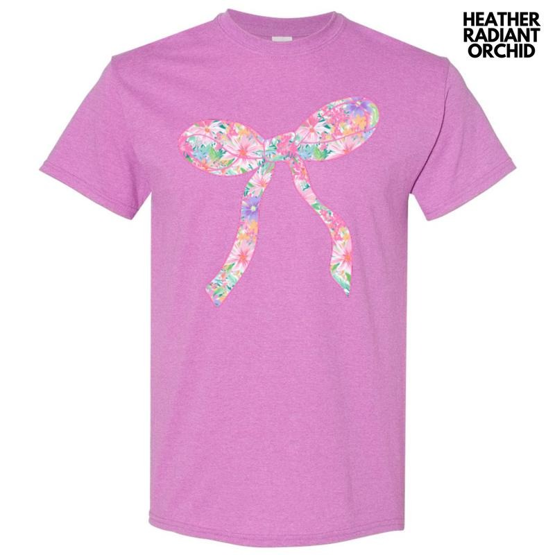 Fun Floral Bow Gildan Short Sleeve T-Shirt 'NLB' Hoodie, Sweatshirt | WearSparks.com