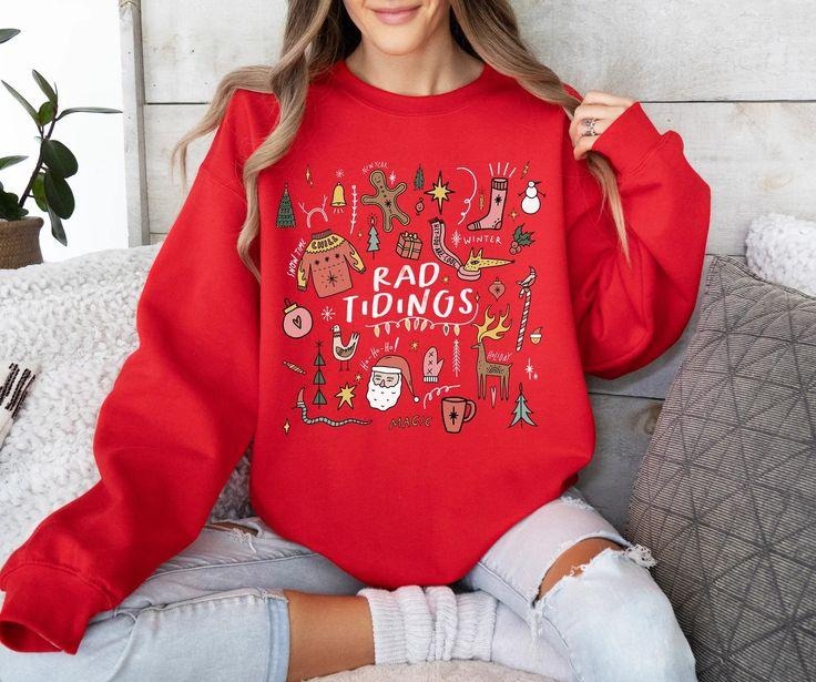 Fun Holiday Sweatshirt Merry Bright Sweatshirt Womens Merry and Bright Sweatshirt Holly Jolly Sweatshirt Retro Christmas...