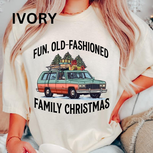 Fun Old Fashioned Family Christmas Shirt~ Unisex Apparel Relaxed Fit Printed In The USA Clothing Womenswear Casual...