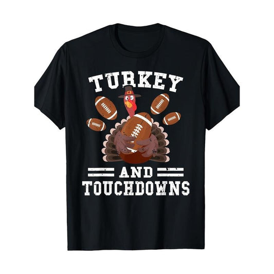 Fun Thanksgiving Turkey And Touchdown Football Men's T-Shirt -