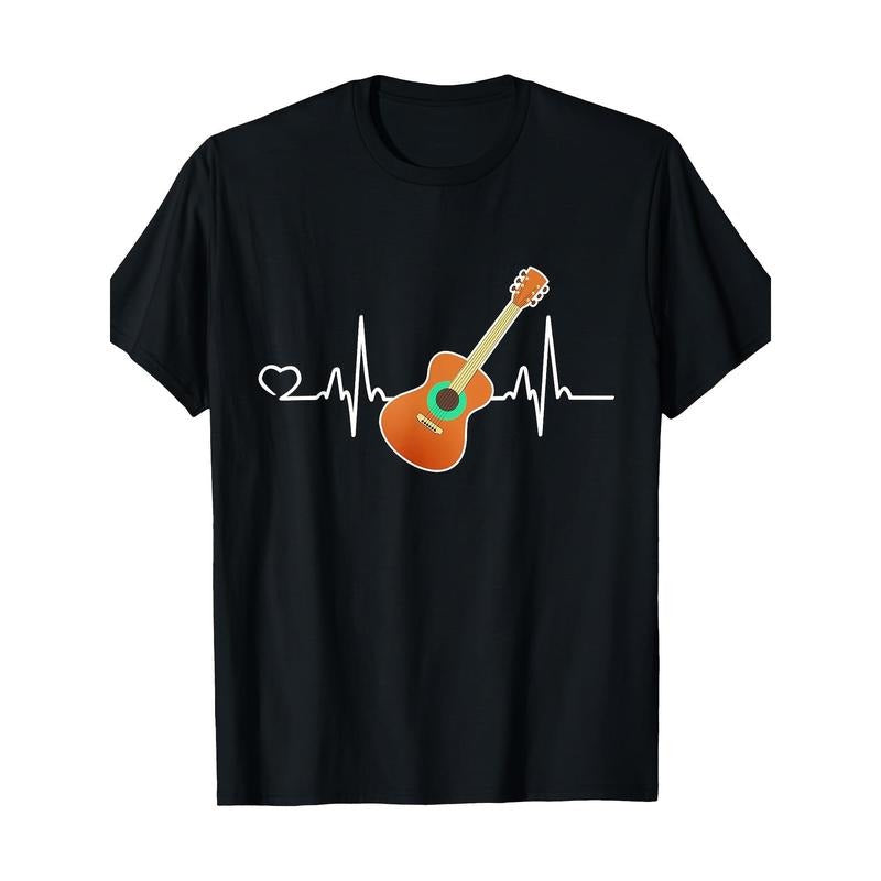 Fun guitar heartbeat guitarist instrument design T-shirt Made in USA Hoodie, Sweatshirt | WearSparks.com