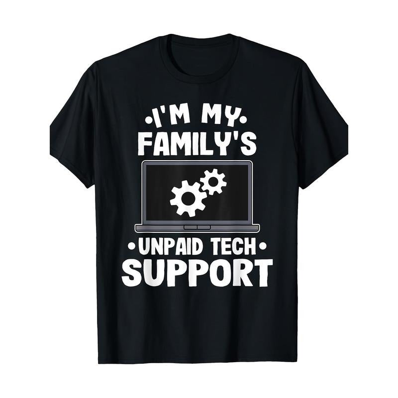 Funny 'Family Tech Support' Cotton T-Shirt for Men