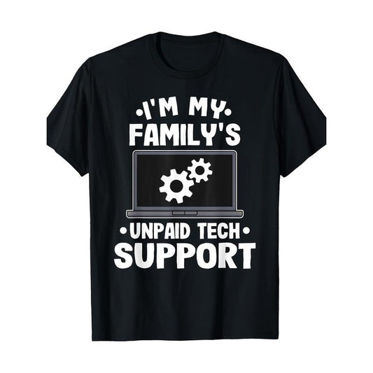 Funny 'Family Tech Support' Cotton T-Shirt for Men