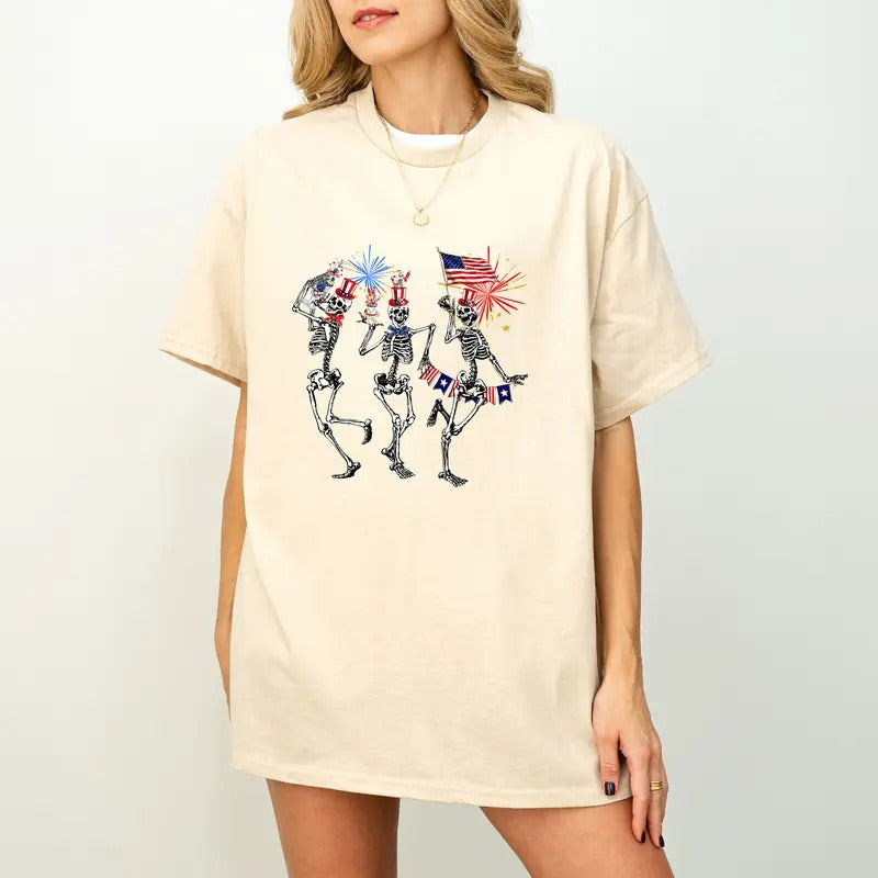 Funny 4th Of July Shirt, America sublimation Shirt, Dancing skeleton Shirt, Retro 4th of july, patriotic, Usa Shirt,...
