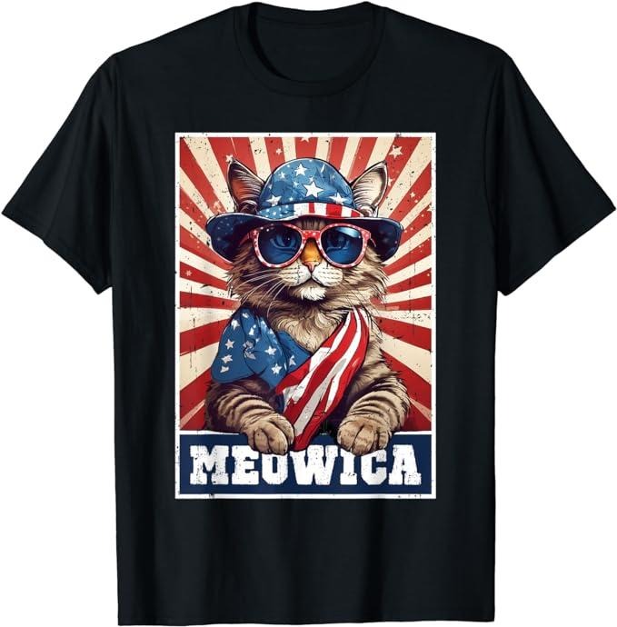 Funny 4th of July Shirts For Men, Cat American Flag Funny 4th of July T-Shirt Menswear Top Casual Cotton Fashion Basic...
