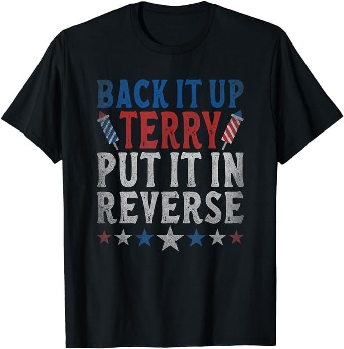 Funny 4th of July Shirts For Men, Funny 4th Of July Back Up Terry Put It In Reverse Retro T-Shirt Menswear Top Casual...