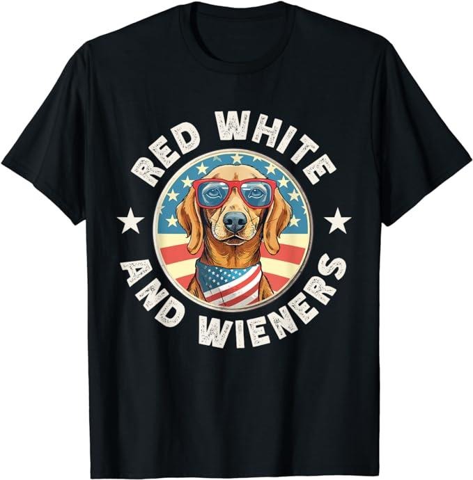 Funny 4th of July Shirts For Men, Funny Dachshund Red White and Wieners Weiner Dog 4th of July T-Shirt Menswear Top...