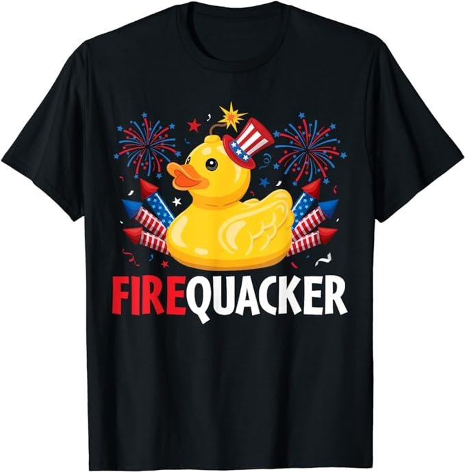 Funny 4th of July Shirts For Men, Funny Firecracker Duck 4th of July T-Shirt Menswear Top Casual Cotton Basic...