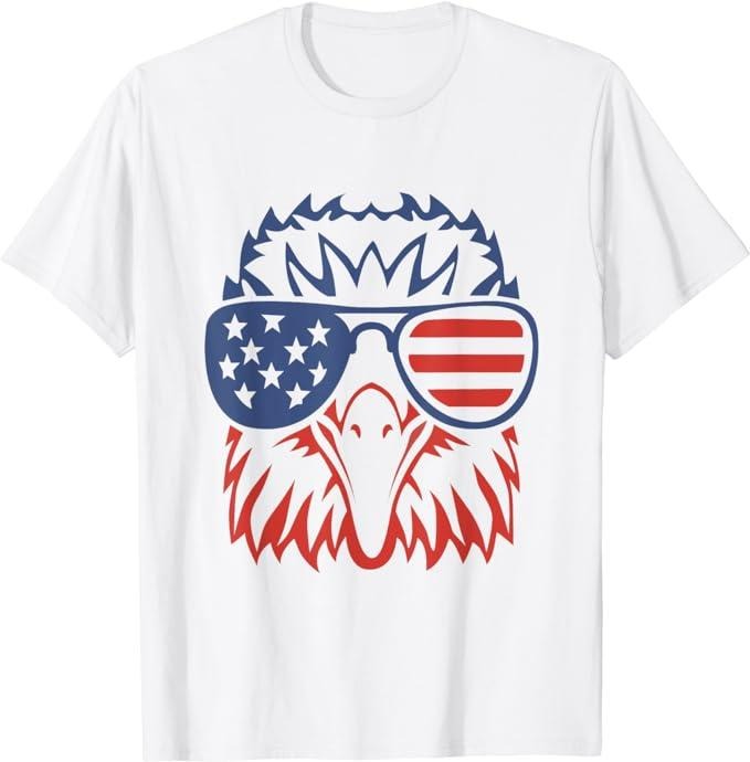 Funny 4th of July Shirts For Men, Patriotic Eagle 4th of July USA American Flag T-Shirt Menswear Top Casual Cotton...