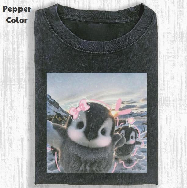 Funny Animal Vintage Graphic Tee, Cute Penguin T-Shirt, Animal Shirt, Unisex Meme Cringe Funny Shirt, Menswear Womenswear...