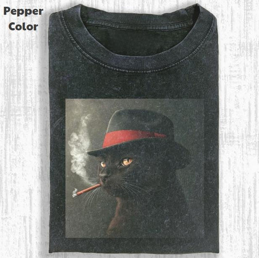 Funny Animal Vintage Graphic Tee, God Father Cat T-Shirt, Animal Shirt, Unisex Meme Cringe Funny Shirt, Menswear...