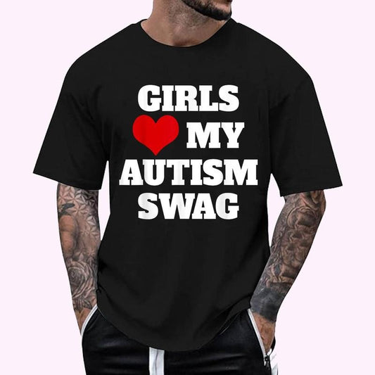 Funny Autism Shirt Funny Girls Love My Autism Swag Autism T-Shirt , Unisex Cotton 100%, Top Menswear Hoodie, Sweatshirt