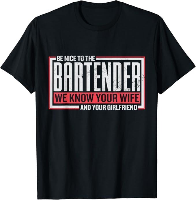Funny Bar Shirts, A Design For Bartenders T-Shirt Menswear Top