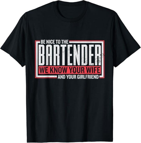 Funny Bar Shirts, A Design For Bartenders T-Shirt Menswear Top